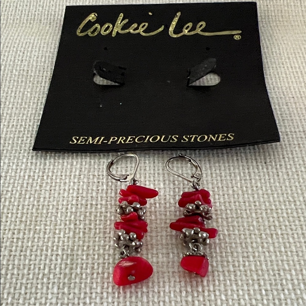 Cookie Lee Vibrant Red Stone Earrings